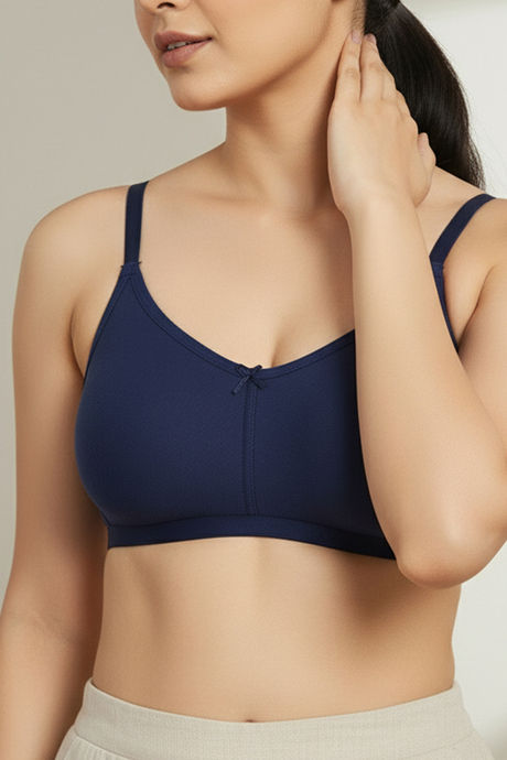 Zivame Everyday Double Layered Non Wired 3/4th Coverage T-Shirt Bra - Navy Peony — image 5